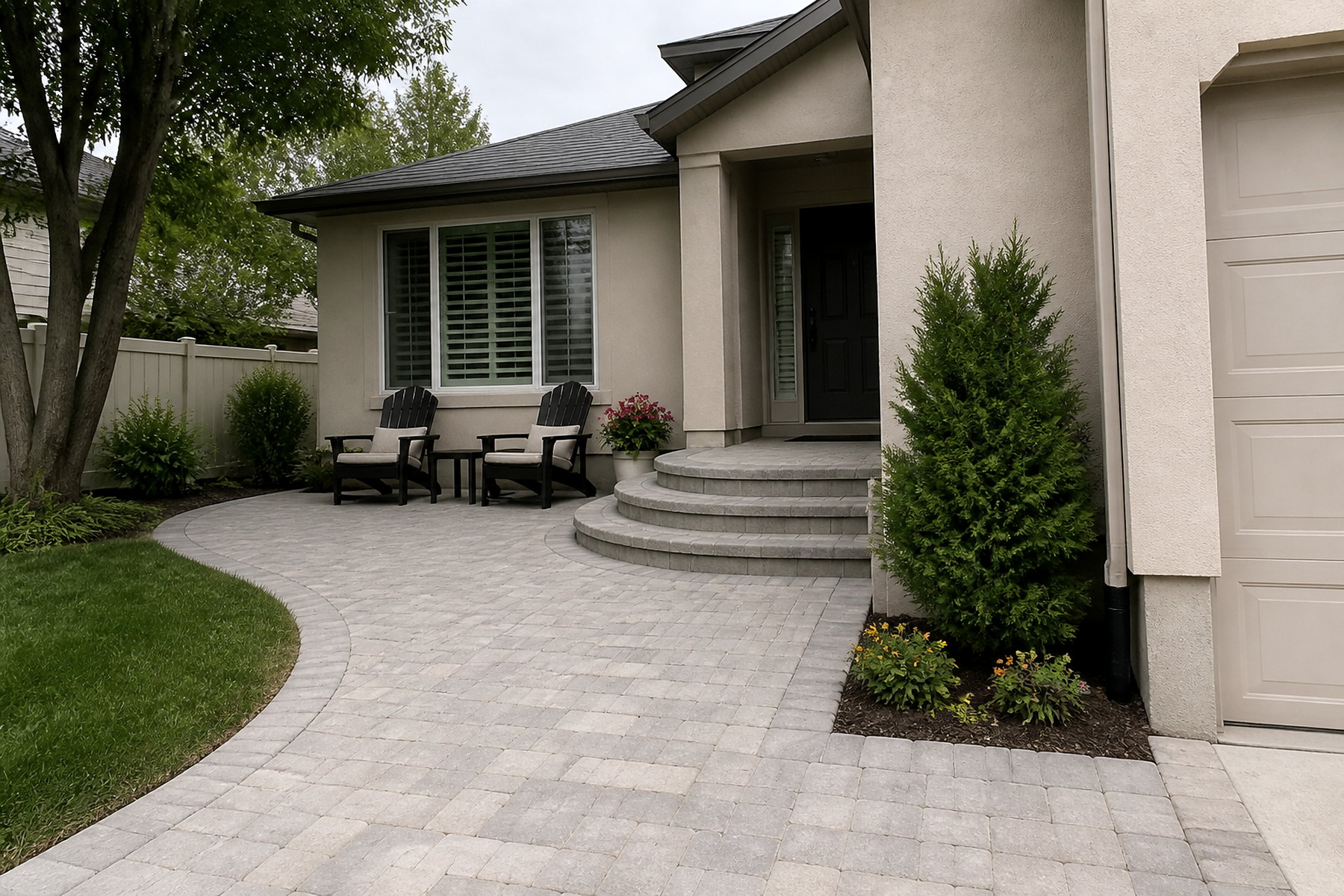 Paver entry walkway and seating area in Utah