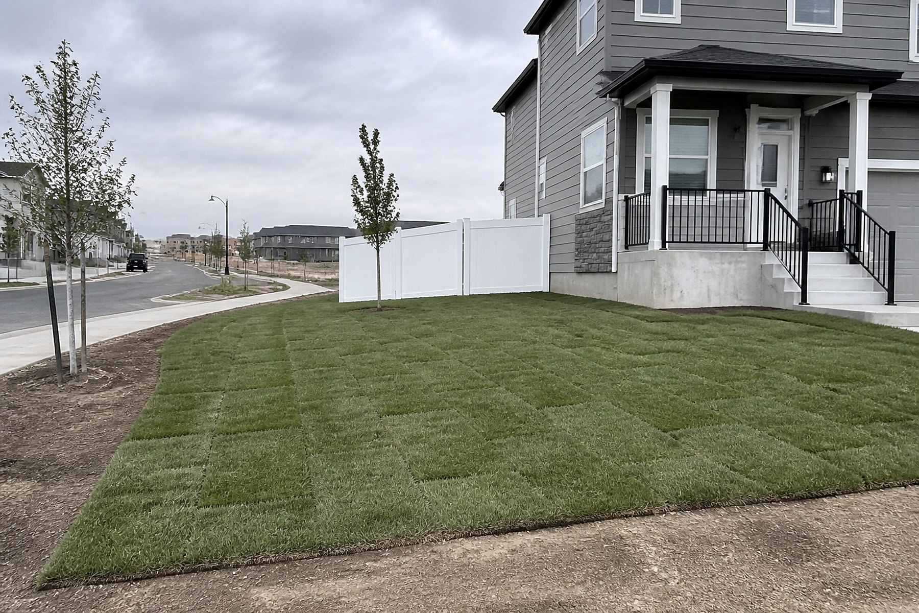 New construction backyard with sod installation in Utah