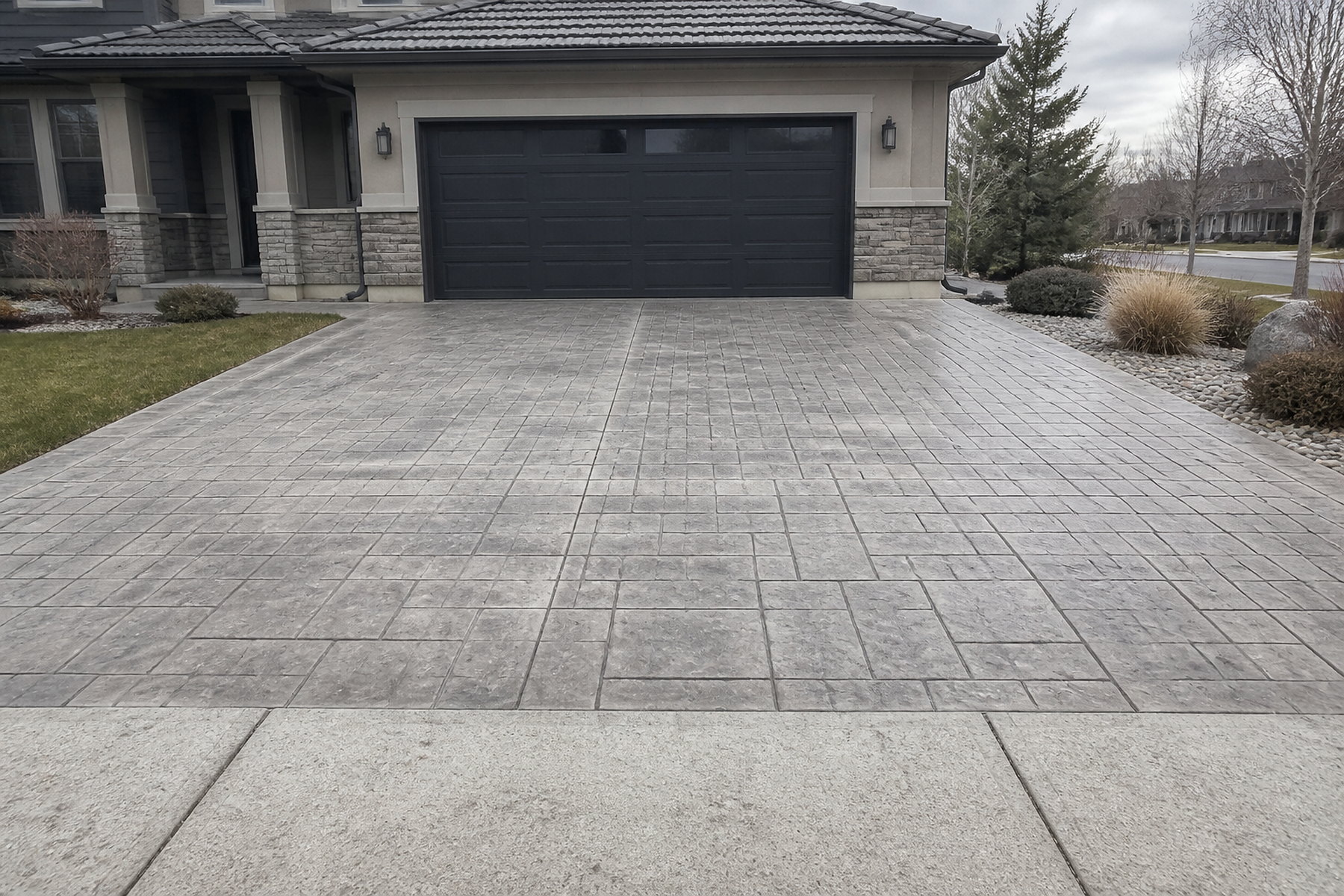 Stamped concrete driveway and walkway in Utah — Sol Scapes