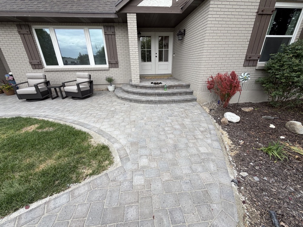 Paver entry walkway and seating area in Utah