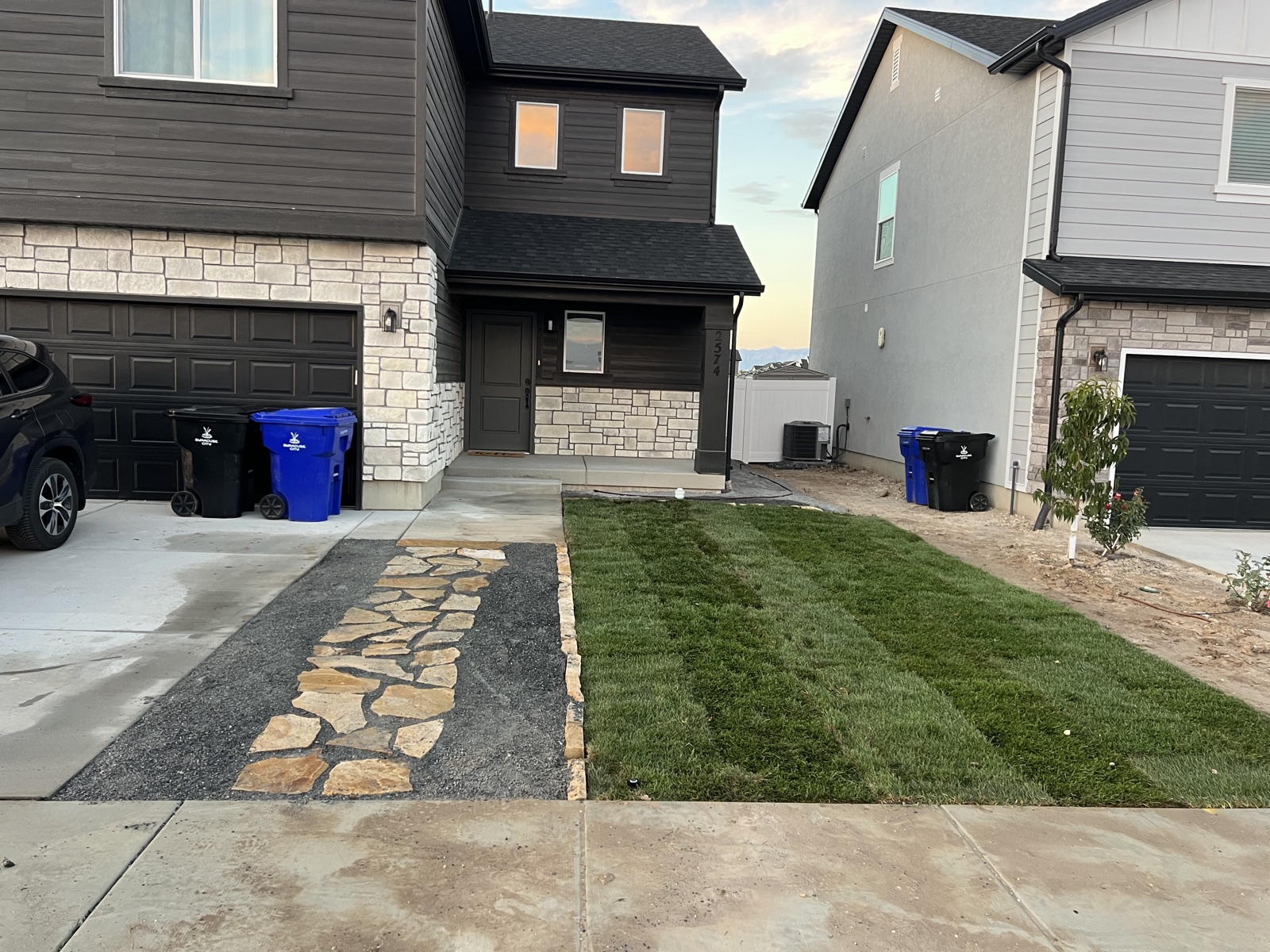 Front yard sod with flagstone walkway — Sol Scapes Utah